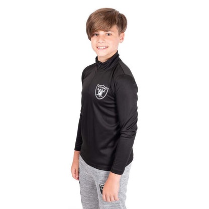 Ultra Game NFL Las Vegas Raiders Youth Super Soft Quarter Zip Long Sleeve T-Shirt|Las Vegas Raiders - UltraGameShop