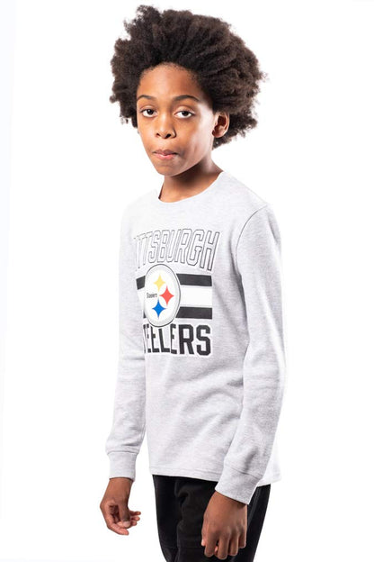 Ultra Game NFL Pittsburgh Steelers Youth Lightweight Active Thermal Long Sleeve Shirt |Pittsburgh Steelers - UltraGameShop