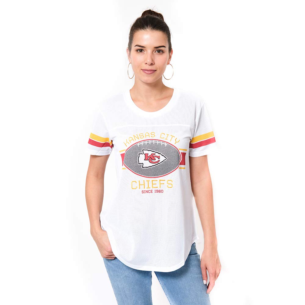 Ultra Game NFL Kansas City Chiefs Womens Soft Mesh Jersey Varsity Tee Shirt|Kansas City Chiefs - UltraGameShop