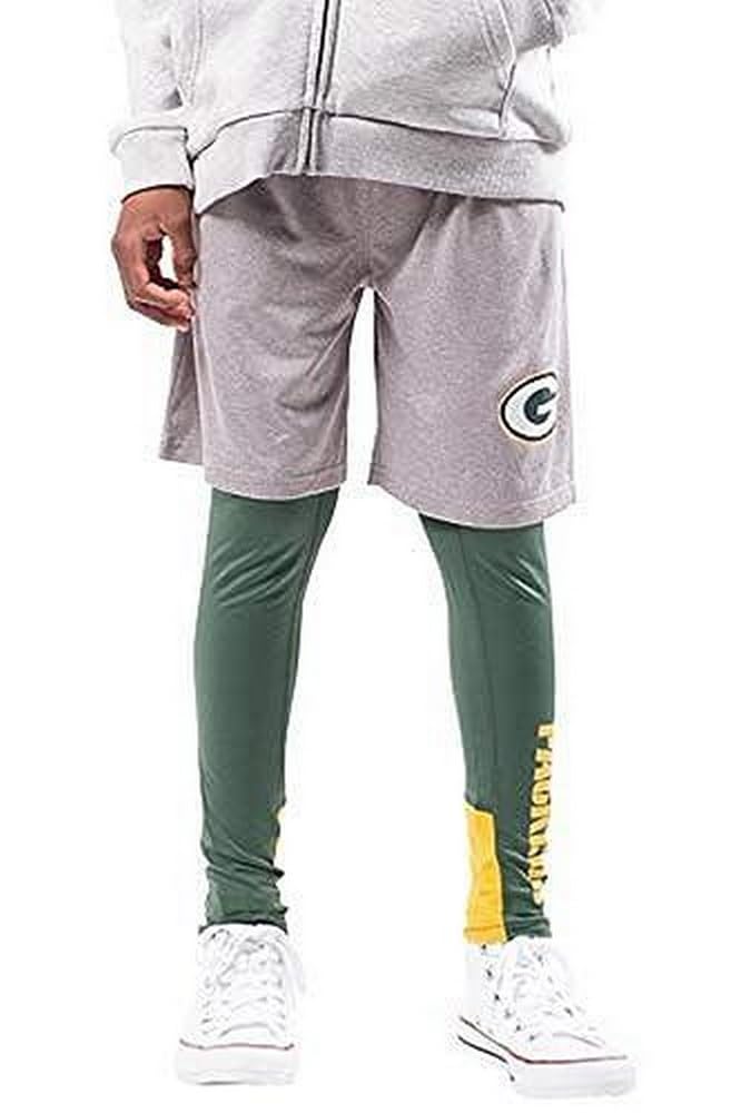 Ultra Game NFL Green Bay Packers Youth 2 Piece Leggings & Shorts Training Compression Set|Green Bay Packers - UltraGameShop