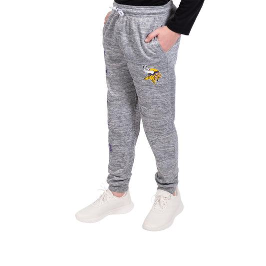 Ultra Game NFL Minnesota Vikings Youth High Performance Moisture Wicking Fleece Jogger Sweatpants|Minnesota Vikings - UltraGameShop