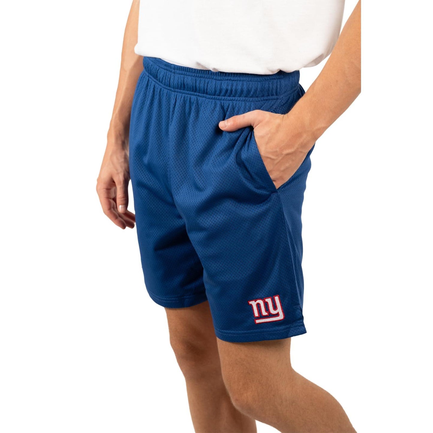 Ultra Game NFL New York Giants Mens 7 Inch Soft Mesh Active Training Shorts|New York Giants - UltraGameShop