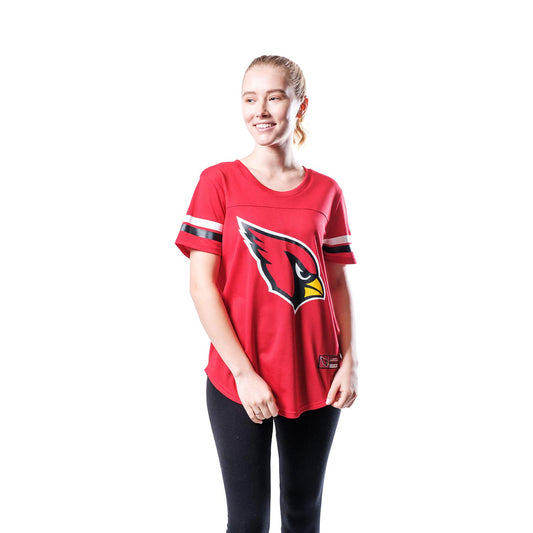 Ultra Game NFL Arizona Cardinals Womens Soft Mesh Varsity Stripe T-Shirt|Arizona Cardinals - UltraGameShop