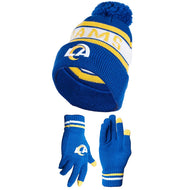 Ultra Game NFL Los Angeles Rams Unisex Super Soft Winter Beanie Knit Hat With Extra Warm Touch Screen Gloves|Los Angeles Rams