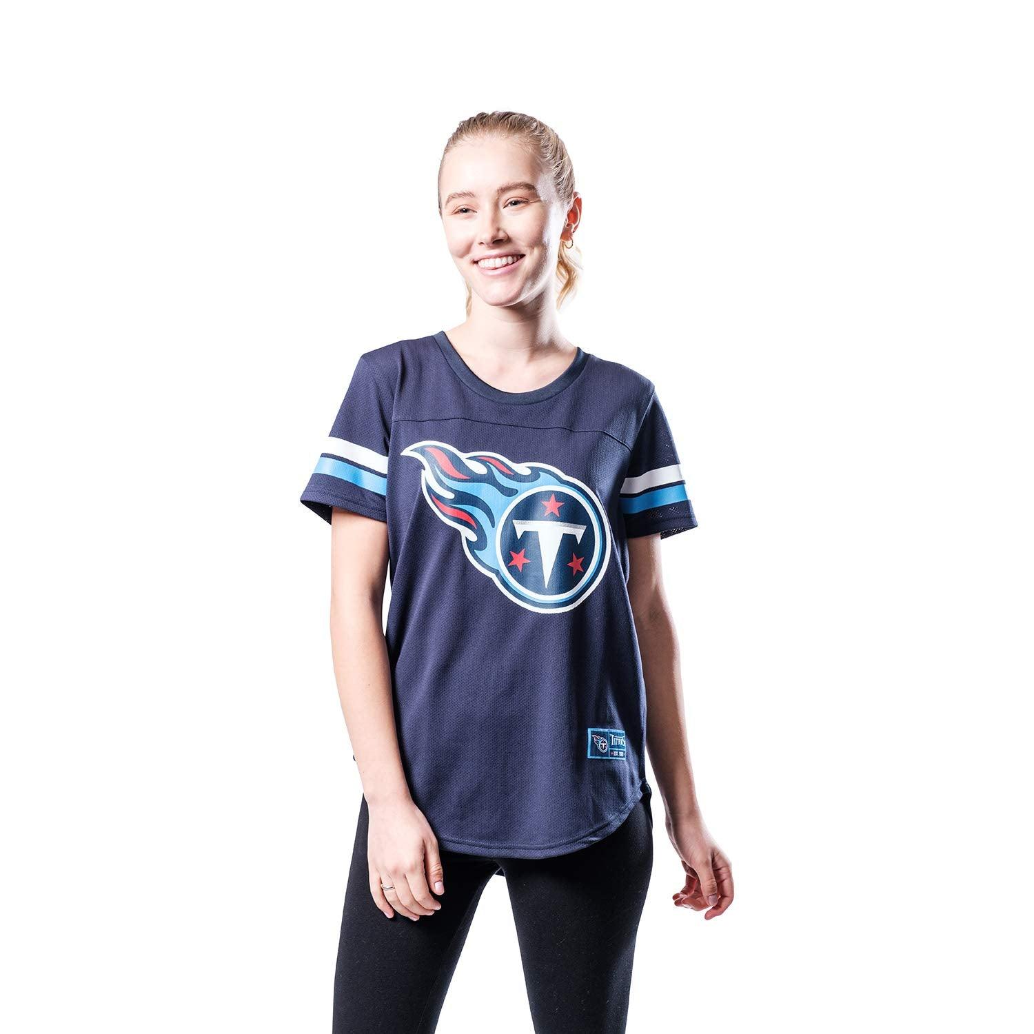 Ultra Game NFL Tennessee Titans Womens Soft Mesh Varsity Stripe T-Shirt|Tennessee Titans - UltraGameShop