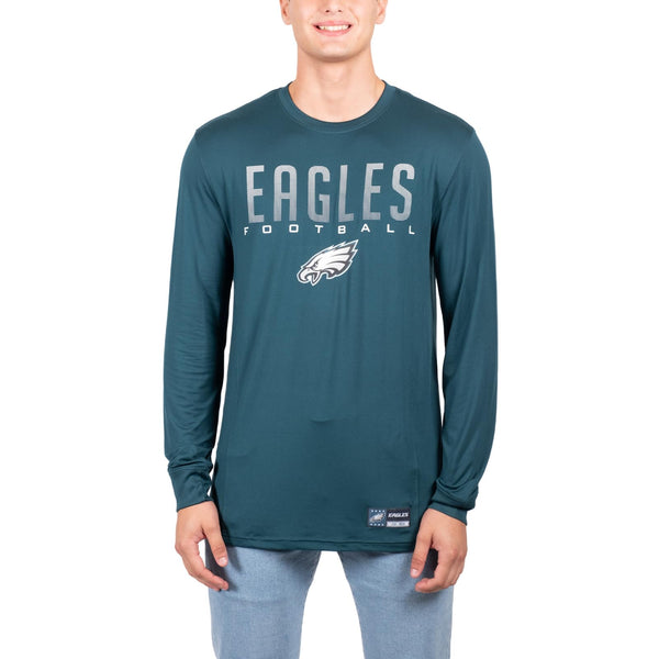 Ultra Game NFL Philadelphia Eagles Mens Active Lightweight Quick Dry Long Sleeve T-Shirt|Philadelphia Eagles