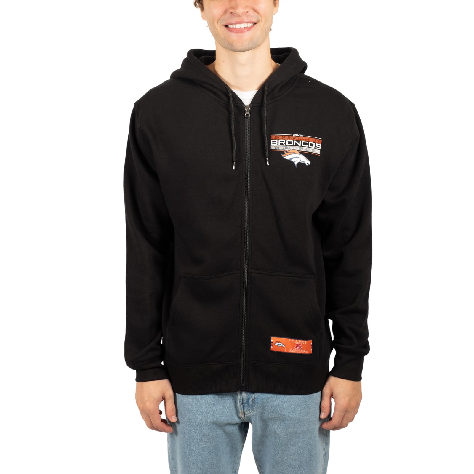 Ultra Game NFL Denver Broncos Mens Standard Sherpa Full Zip Cozy Fleece Hoodie Sweatshirt Jacket|Denver Broncos
