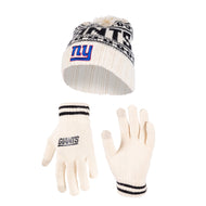 Ultra Game NFL New York Giants Womens Super Soft Cable Knit Winter Beanie Knit Hat with Extra Warm Touch Screen Gloves|New York Giants