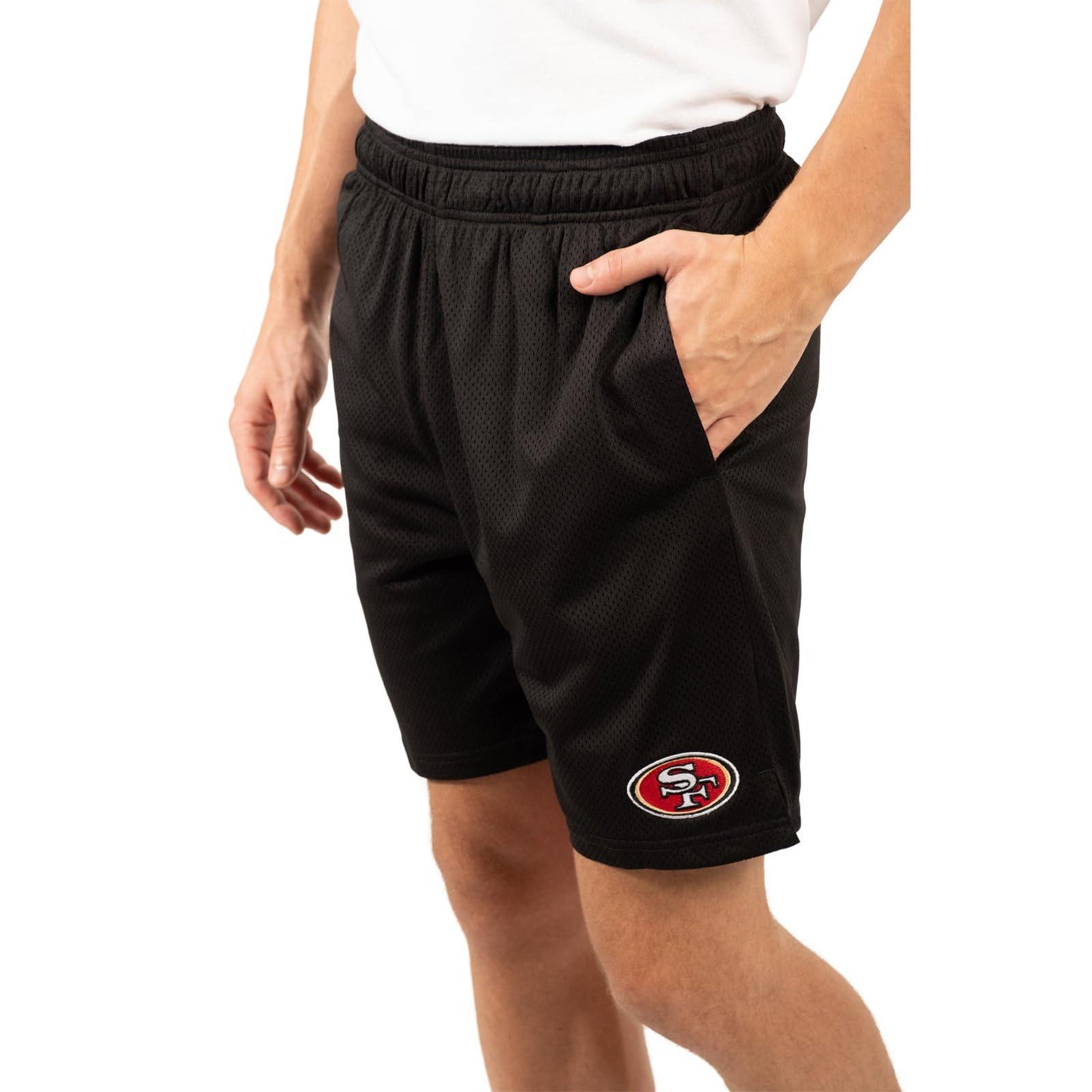 Ultra Game NFL San Francisco 49ers Mens 7 Inch Soft Mesh Active Training Shorts|San Francisco 49ers - UltraGameShop