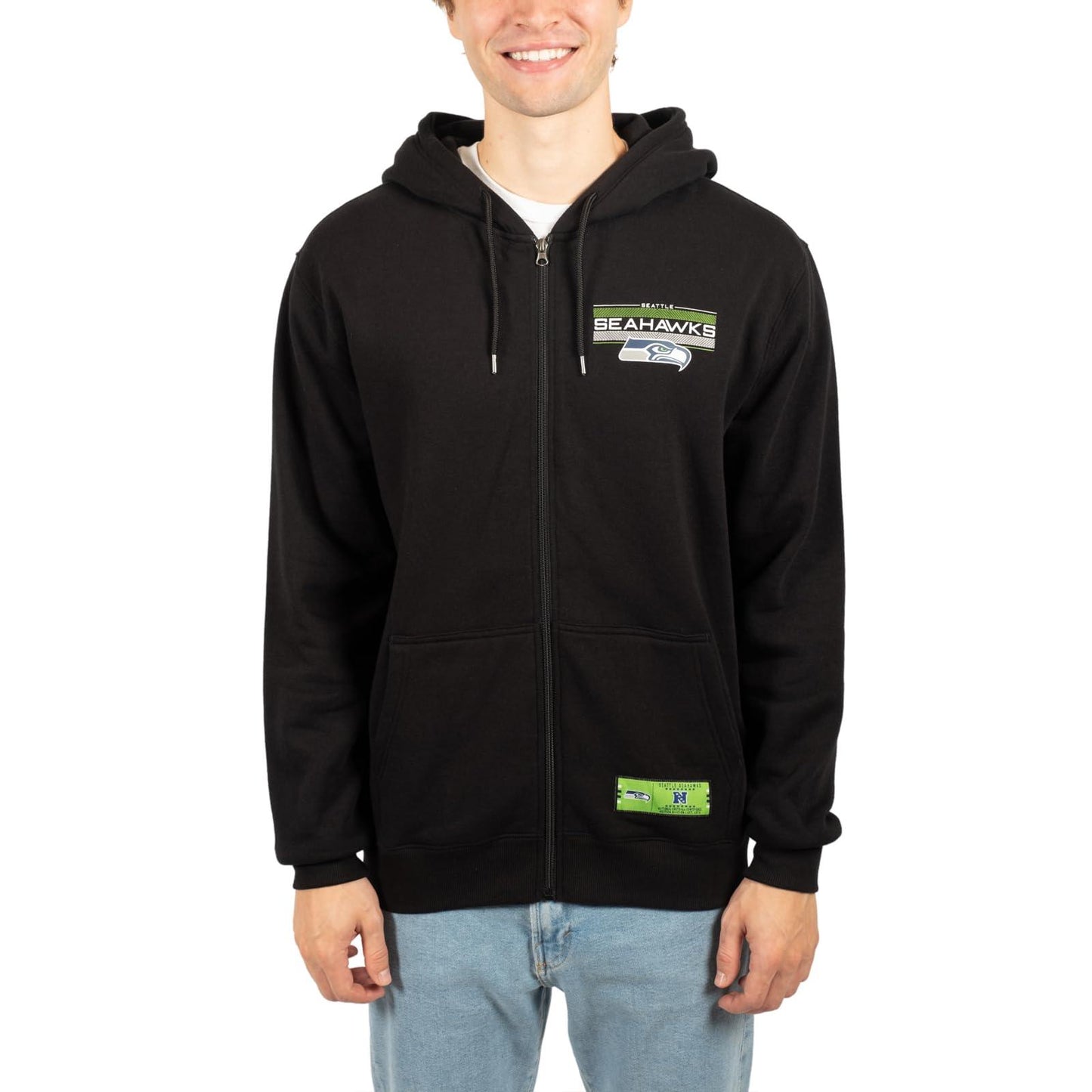 Ultra Game NFL Seattle Seahawks Mens Standard Sherpa Full Zip Cozy Fleece Hoodie Sweatshirt Jacket|Seattle Seahawks - UltraGameShop