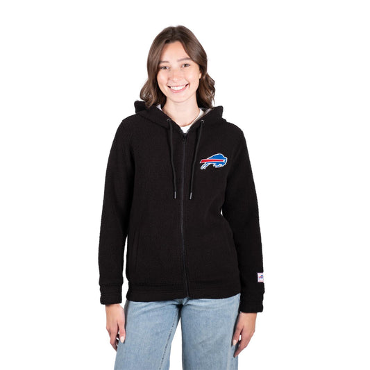 Ultra Game NFL Buffalo Bills Womens Full Zip Soft Sherpa Hoodie Sweatshirt Jacket|Buffalo Bills - UltraGameShop