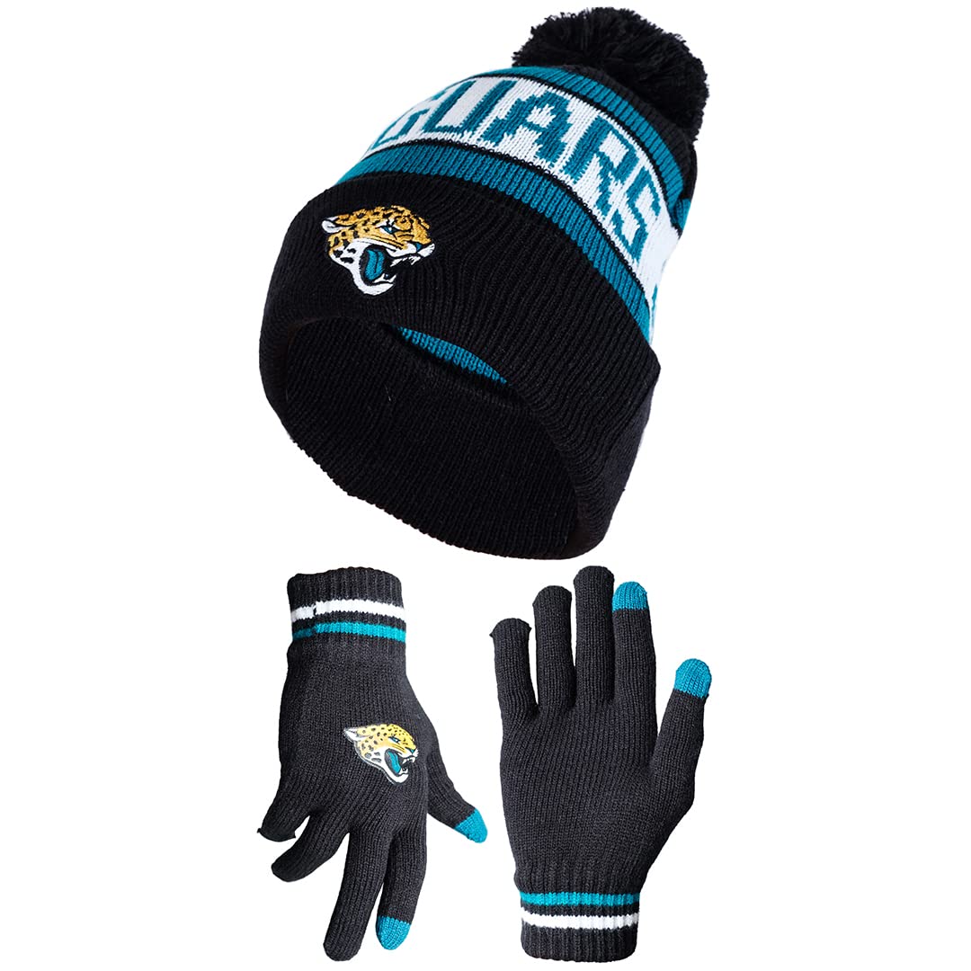 Ultra Game NFL Jacksonville Jaguars Unisex Super Soft Winter Beanie Knit Hat With Extra Warm Touch Screen Gloves|Jacksonville Jaguars - UltraGameShop