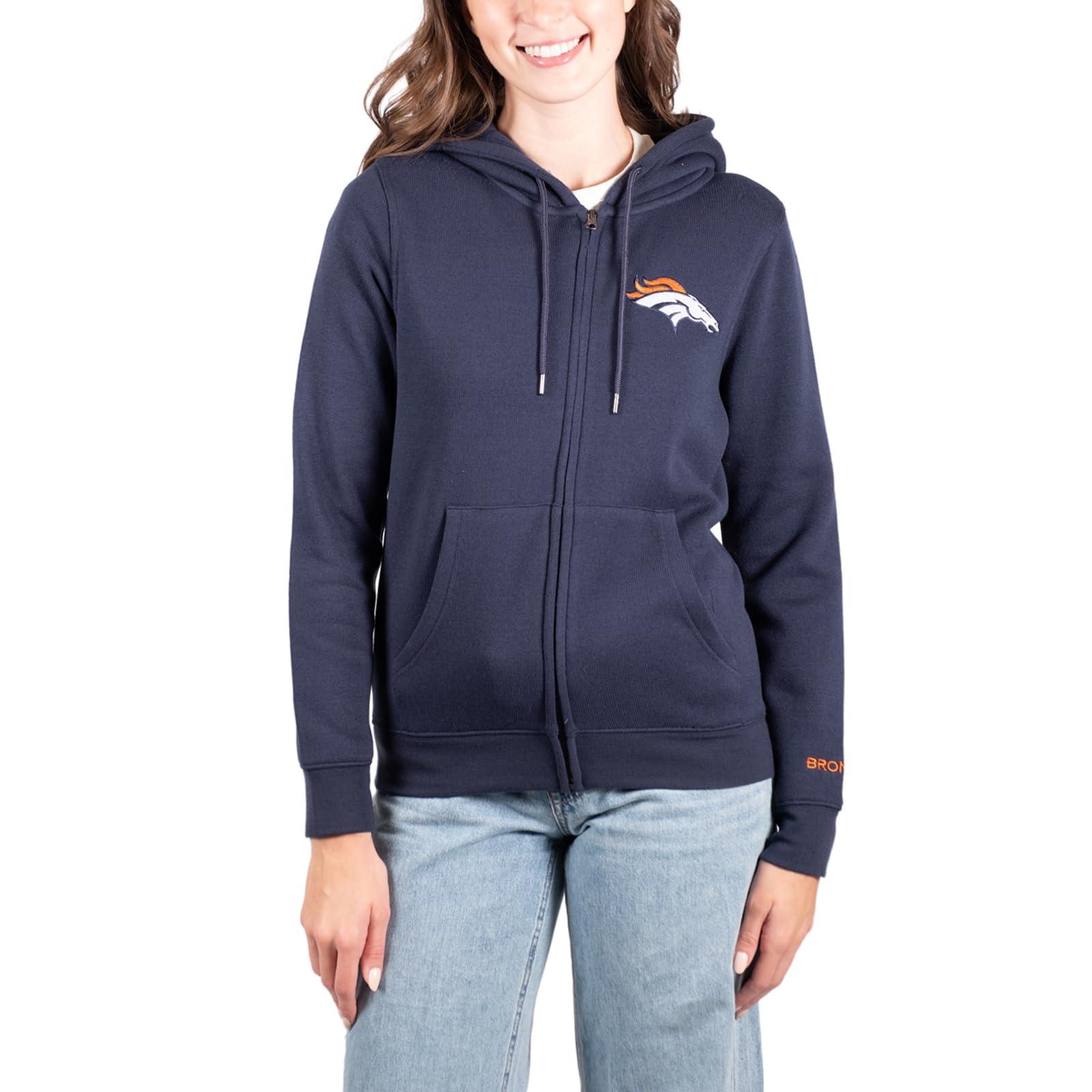 Ultra Game NFL Denver Broncos Womens Full Zip Soft Marl Knit