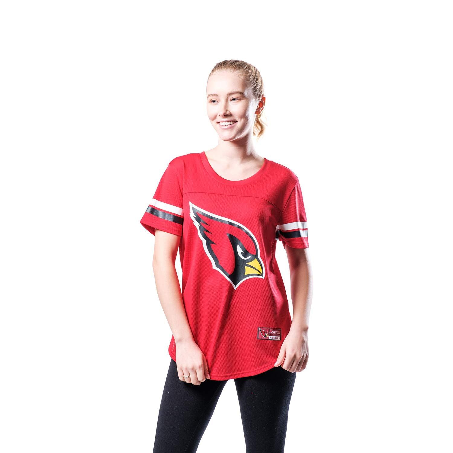 Ultra Game NFL Arizona Cardinals Womens Soft Mesh Varsity Stripe T-Shirt|Arizona Cardinals - UltraGameShop