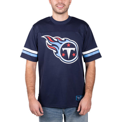 Ultra Game NFL Tennessee Titans Mens Standard Jersey Crew Neck Mesh Stripe T-Shirt|Tennessee Titans - UltraGameShop