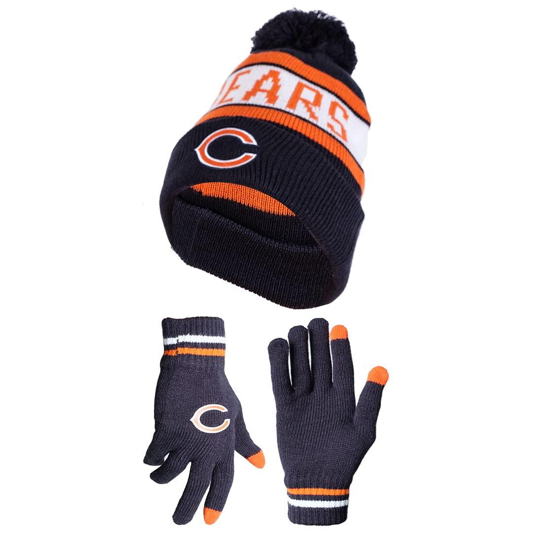 Ultra Game NFL Chicago Bears Unisex Super Soft Winter Beanie Knit Hat With Extra Warm Touch Screen Gloves|Chicago Bears - UltraGameShop