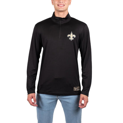 Ultra Game NFL New Orleans Saints Mens Super Soft Quarter Zip Long Sleeve T-Shirt|New Orleans Saints - UltraGameShop