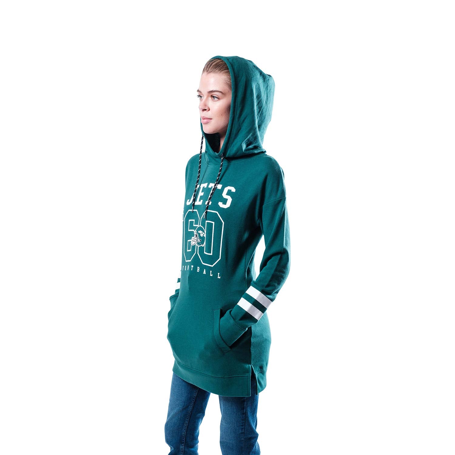 Ultra Game NFL New York Jets Womens Soft French Terry Tunic Hoodie Pullover Sweatshirt|New York Jets