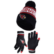 Ultra Game NFL Arizona Cardinals Unisex Super Soft Winter Beanie Knit Hat With Extra Warm Touch Screen Gloves|Arizona Cardinals
