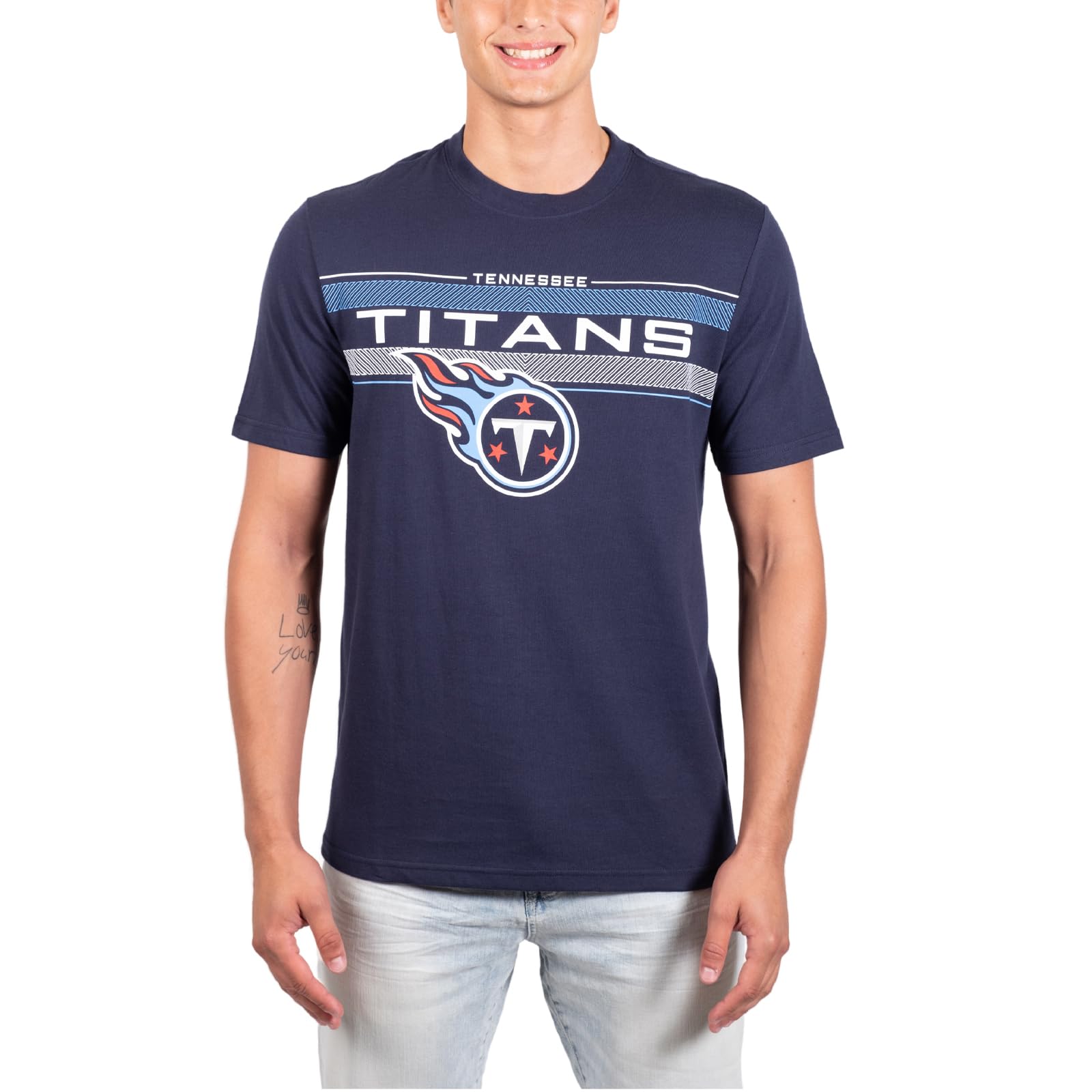 Ultra Game NFL Tennessee Titans Mens Super Soft Ultimate Game Day Crew Neck T-Shirt|Tennessee Titans