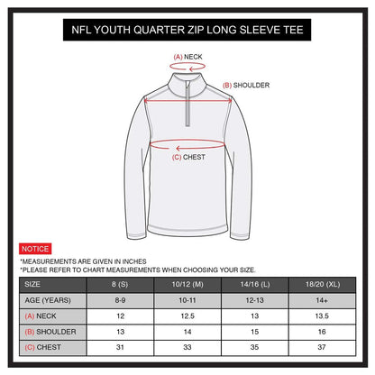 Ultra Game NFL Las Vegas Raiders Youth Super Soft Quarter Zip Long Sleeve T-Shirt|Las Vegas Raiders - UltraGameShop