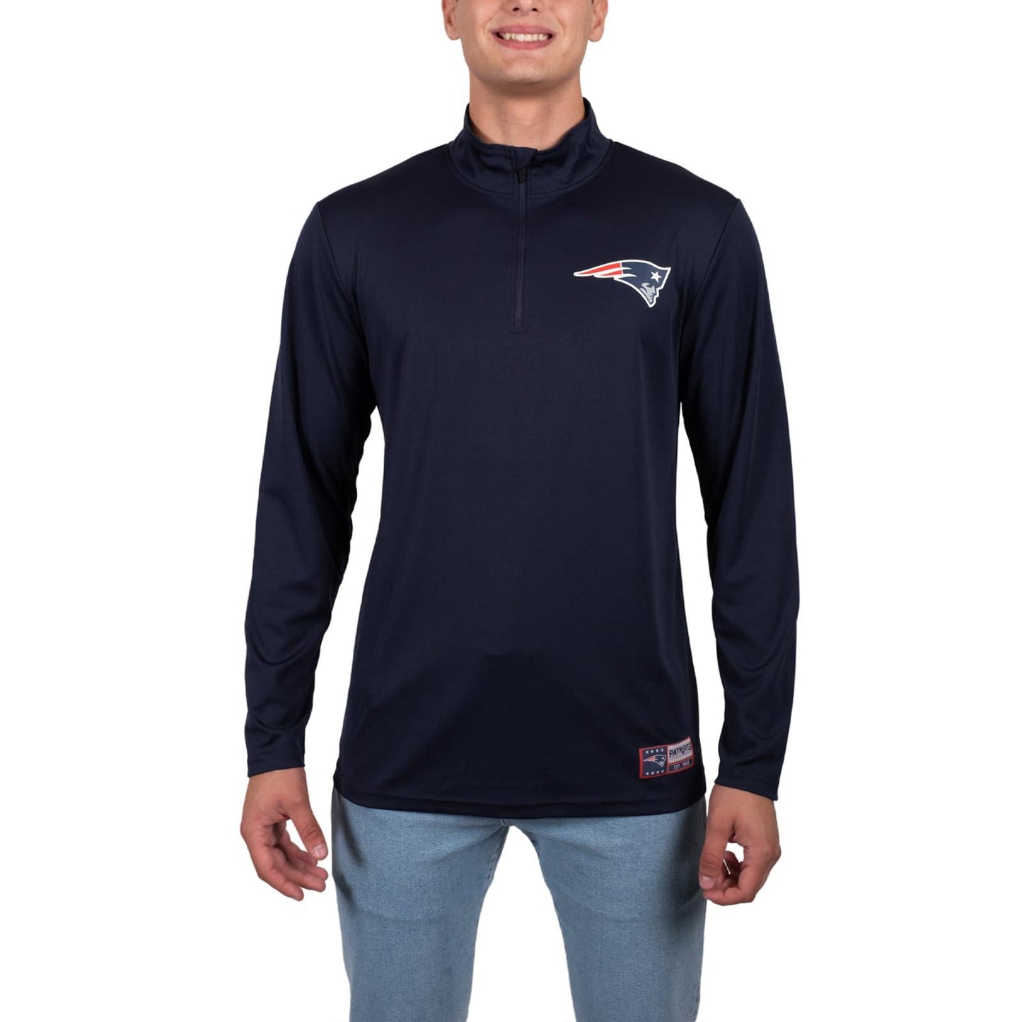 Ultra Game NFL New England Patriots Mens Super Soft Quarter Zip Long Sleeve T-Shirt|New England Patriots - UltraGameShop