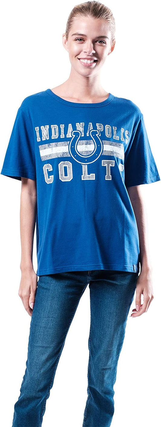 Ultra Game NFL Indianapolis Colts Womens Distressed Graphics Soft Crew Neck Tee Shirt|Indianapolis Colts - UltraGameShop