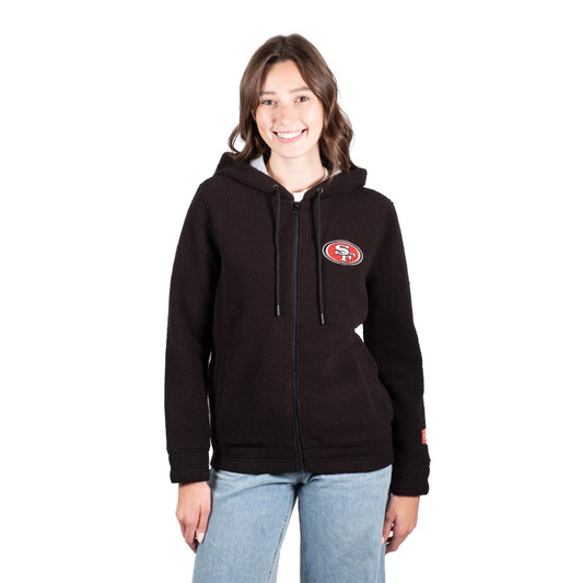 Ultra Game NFL San Francisco 49ers Womens Full Zip Soft Sherpa Hoodie Sweatshirt Jacket|San Francisco 49ers - UltraGameShop