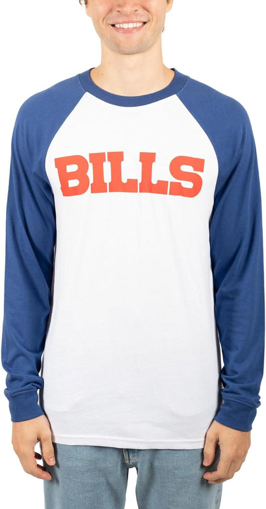 Ultra Game NFL Buffalo Bills Mens Super Soft Raglan Baseball Long Sleeve T-Shirt|Buffalo Bills - UltraGameShop