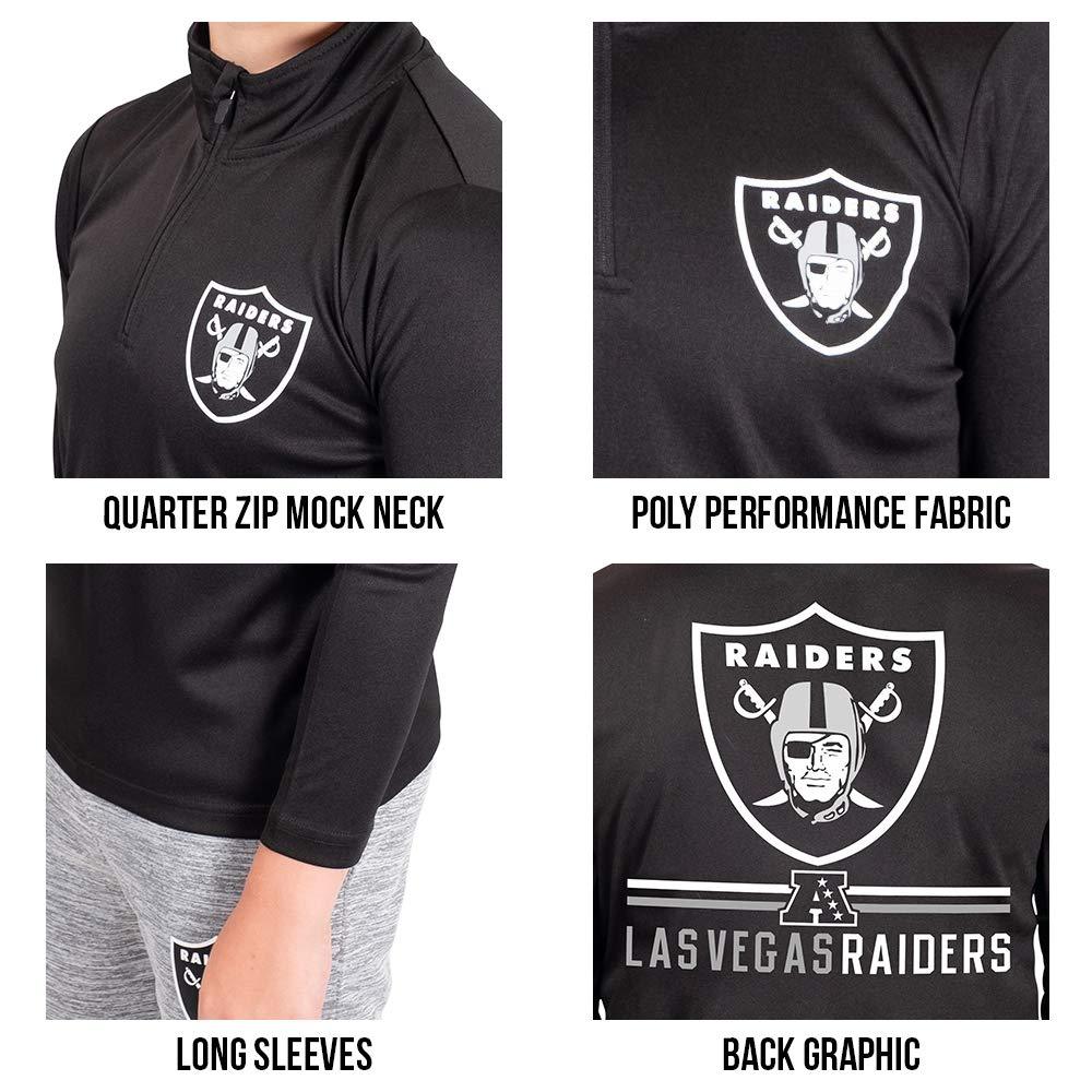 Ultra Game NFL Las Vegas Raiders Youth Super Soft Quarter Zip Long Sleeve T-Shirt|Las Vegas Raiders - UltraGameShop