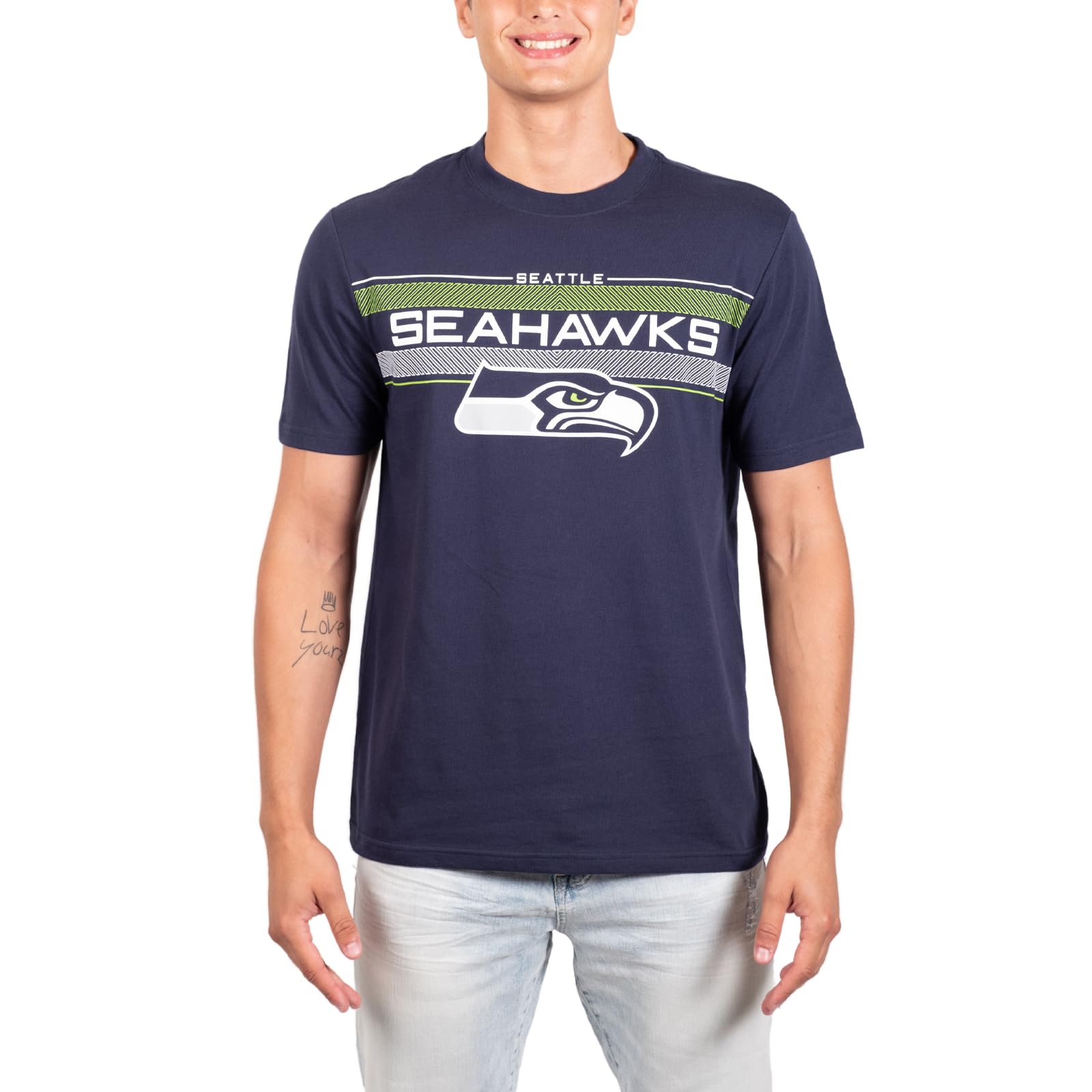 Ultra Game NFL Seattle Seahawks Mens Super Soft Ultimate Game Day Crew Neck T-Shirt|Seattle Seahawks