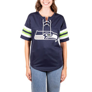 Ultra Game NFL Seattle Seahawks Womens Standard Lace Up Tee Shirt Penalty Box|Seattle Seahawks