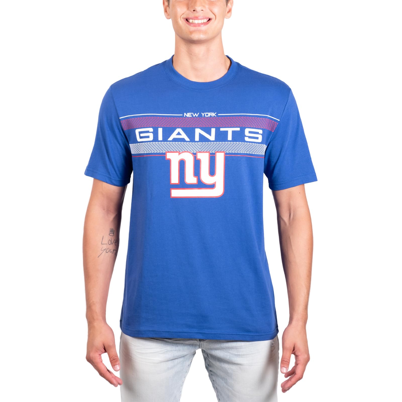 Ultra Game NFL New York Giants Mens Super Soft Ultimate Game Day Crew Neck T-Shirt|New York Giants