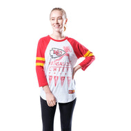 Ultra Game NFL Kansas City Chiefs Womens Running Game 3/4 Long Sleeve Tee Shirt|Kansas City Chiefs