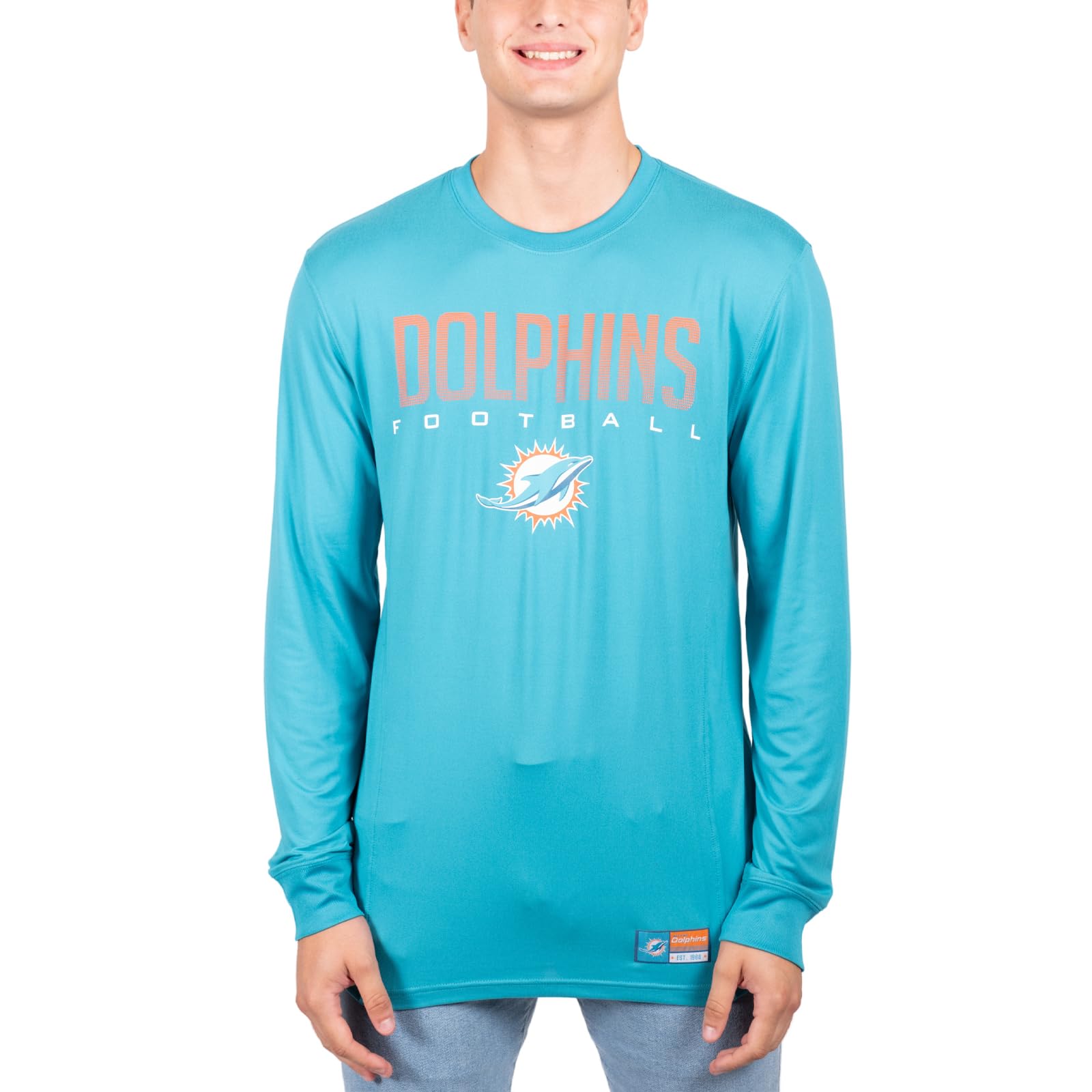 Ultra Game NFL Miami Dolphins Mens Active Lightweight Quick Dry Long Sleeve T-Shirt|Miami Dolphins - UltraGameShop