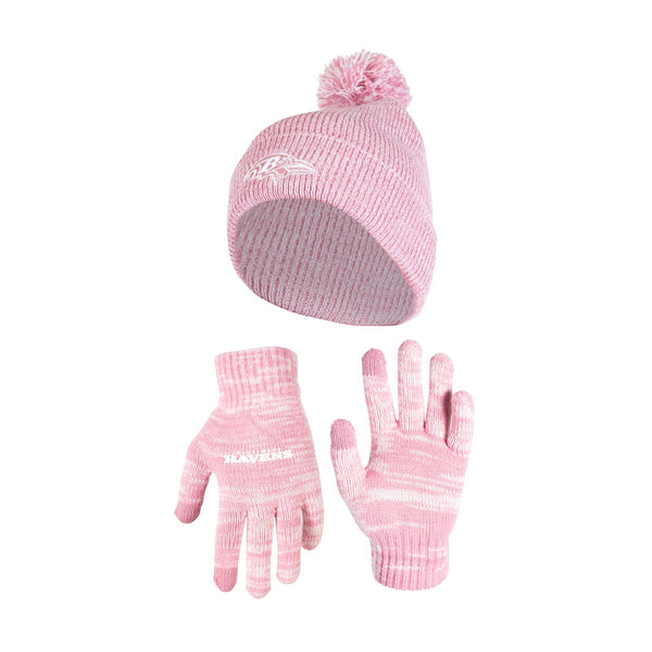 Ultra Game NFL Washington Commanders Womens Super Soft Pink Marl Winter Beanie Knit Hat with Extra Warm Touch Screen Gloves|Washington Commanders