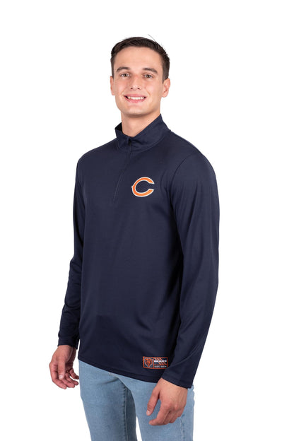 Ultra Game NFL Chicago Bears Mens Super Soft Quarter Zip Long Sleeve T-Shirt|Chicago Bears - UltraGameShop