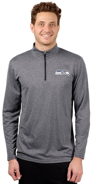 Ultra Game NFL Seattle Seahawks Mens Quarter Zip Athletic Pullover Long Sleeve Tee Shirt|Seattle Seahawks