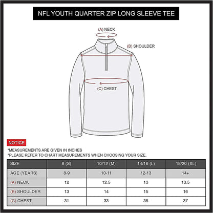 Ultra Game NFL Buffalo Bills Youth Super Soft Quarter Zip Long Sleeve T-Shirt|Buffalo Bills - UltraGameShop