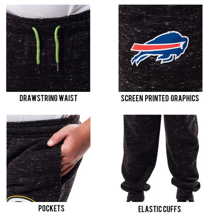 Ultra Game NFL Buffalo Bills Youth Extra Soft Black Snow Fleece Jogger Sweatpants|Buffalo Bills - UltraGameShop