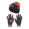 Ultra Game NFL Chicago Bears Womens Super Soft Team Stripe Winter Beanie Knit Hat with Extra Warm Touch Screen Gloves|Chicago Bears