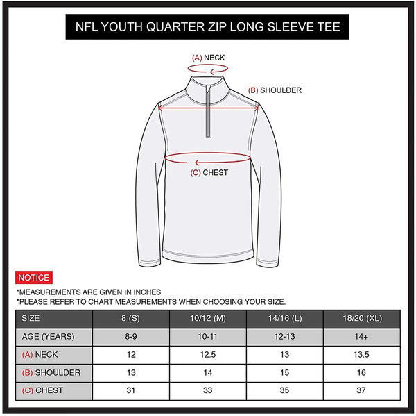 Ultra Game NFL Cincinnati Bengals Youth Super Soft Quarter Zip Long Sleeve T-Shirt|Cincinnati Bengals
