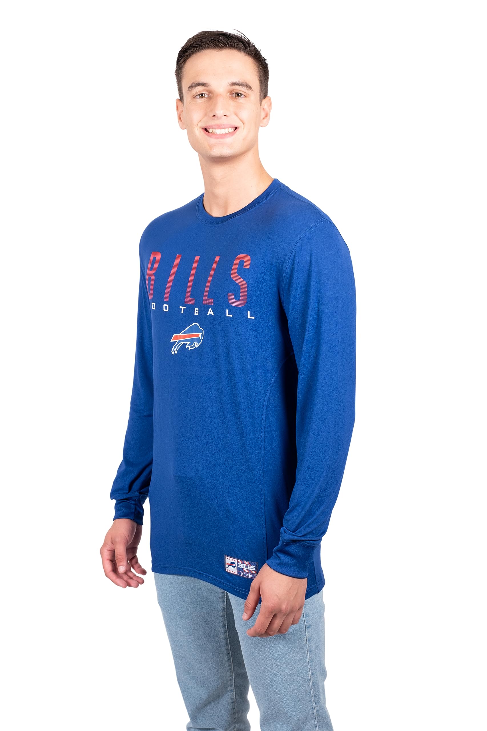 Ultra Game NFL Buffalo Bills Mens Active Lightweight Quick Dry Long Sleeve T-Shirt|Buffalo Bills