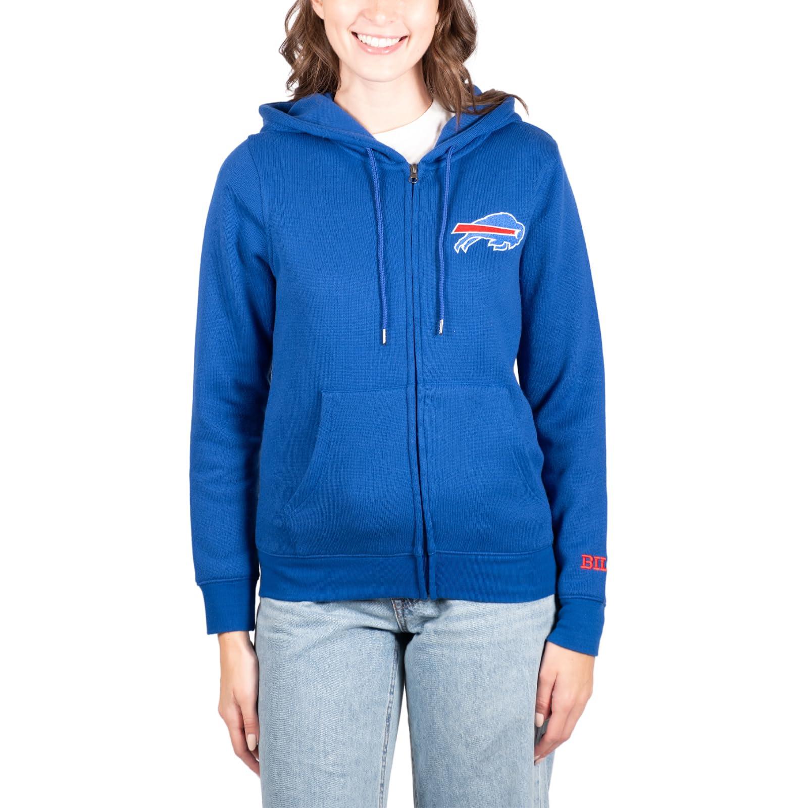 Ultra Game NFL Buffalo Bills Womens Full Zip Soft Marl Knit Hoodie Sweatshirt Jacket|Buffalo Bills - UltraGameShop