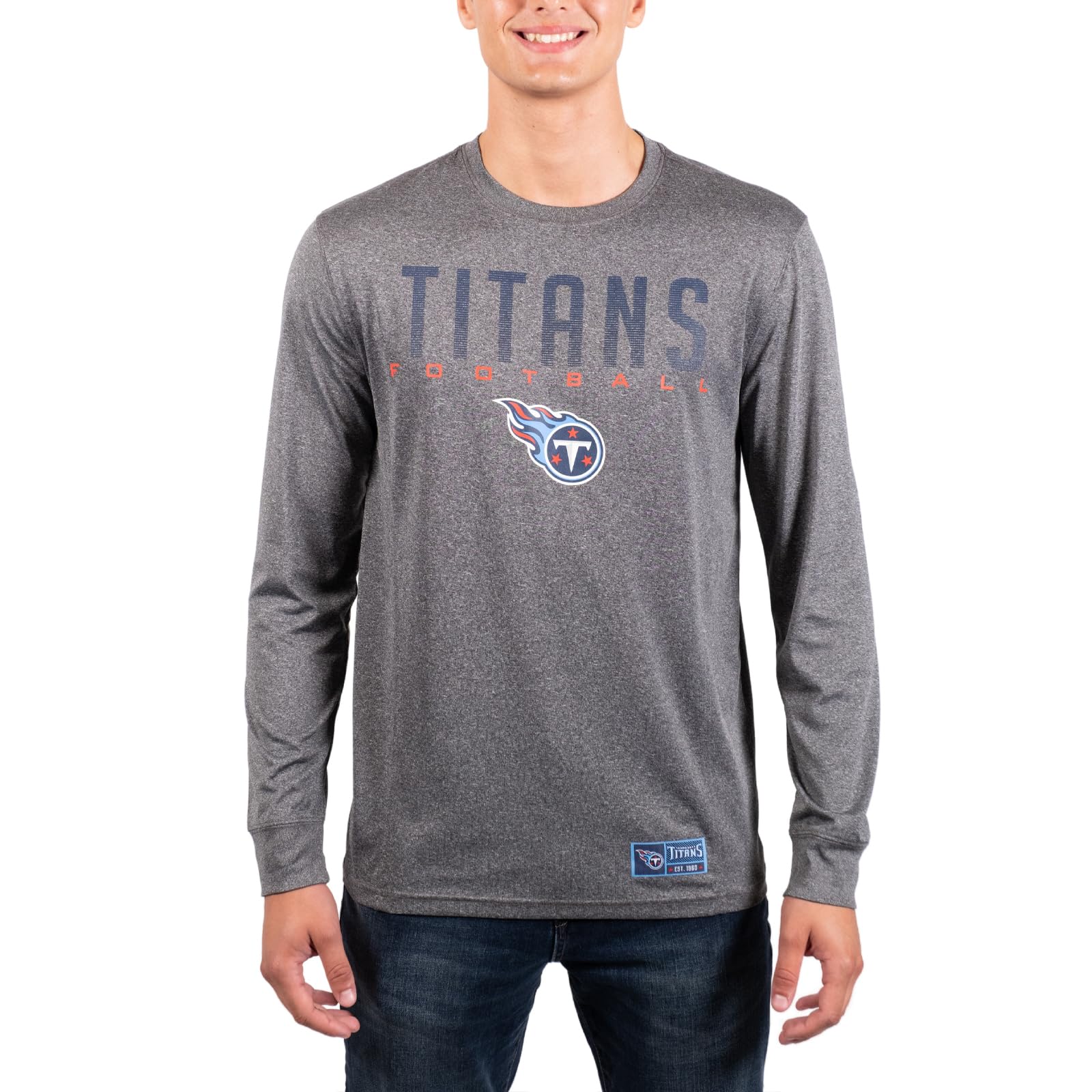 Ultra Game NFL Tennessee Titans Mens Active Quick Dry Long Sleeve T-Shirt|Tennessee Titans - UltraGameShop