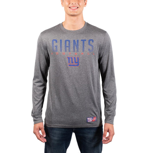 Ultra Game NFL New York Giants Mens Active Quick Dry Long Sleeve T-Shirt|New York Giants - UltraGameShop