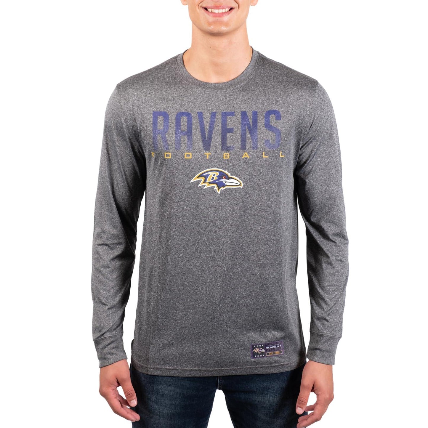 Ultra Game NFL Baltimore Ravens Mens Active Quick Dry Long Sleeve T-Shirt|Baltimore Ravens - UltraGameShop