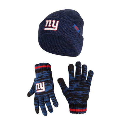 Ultra Game NFL New York Giants Youth Super Soft Marled Winter Beanie Knit Hat with Extra Warm Touch Screen Gloves|New York Giants - UltraGameShop