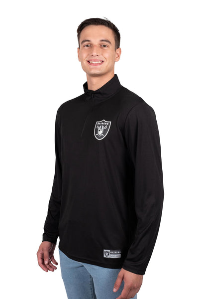 Ultra Game NFL Las Vegas Raiders Mens Super Soft Quarter Zip Long Sleeve T-Shirt|Las Vegas Raiders