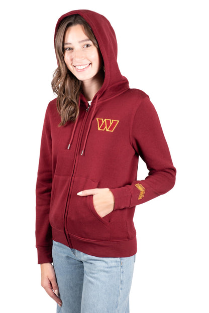 Ultra Game NFL Washington Commanders Womens Full Zip Soft Marl Knit Hoodie Sweatshirt Jacket|Washington Commanders - UltraGameShop